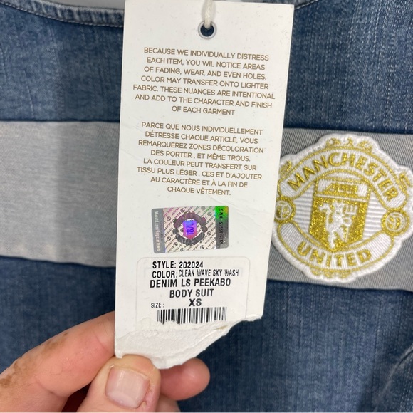 True Religion New With Tags Manchester United Indigo Long Sleeve Bodysuit XS - Picture 8 of 10